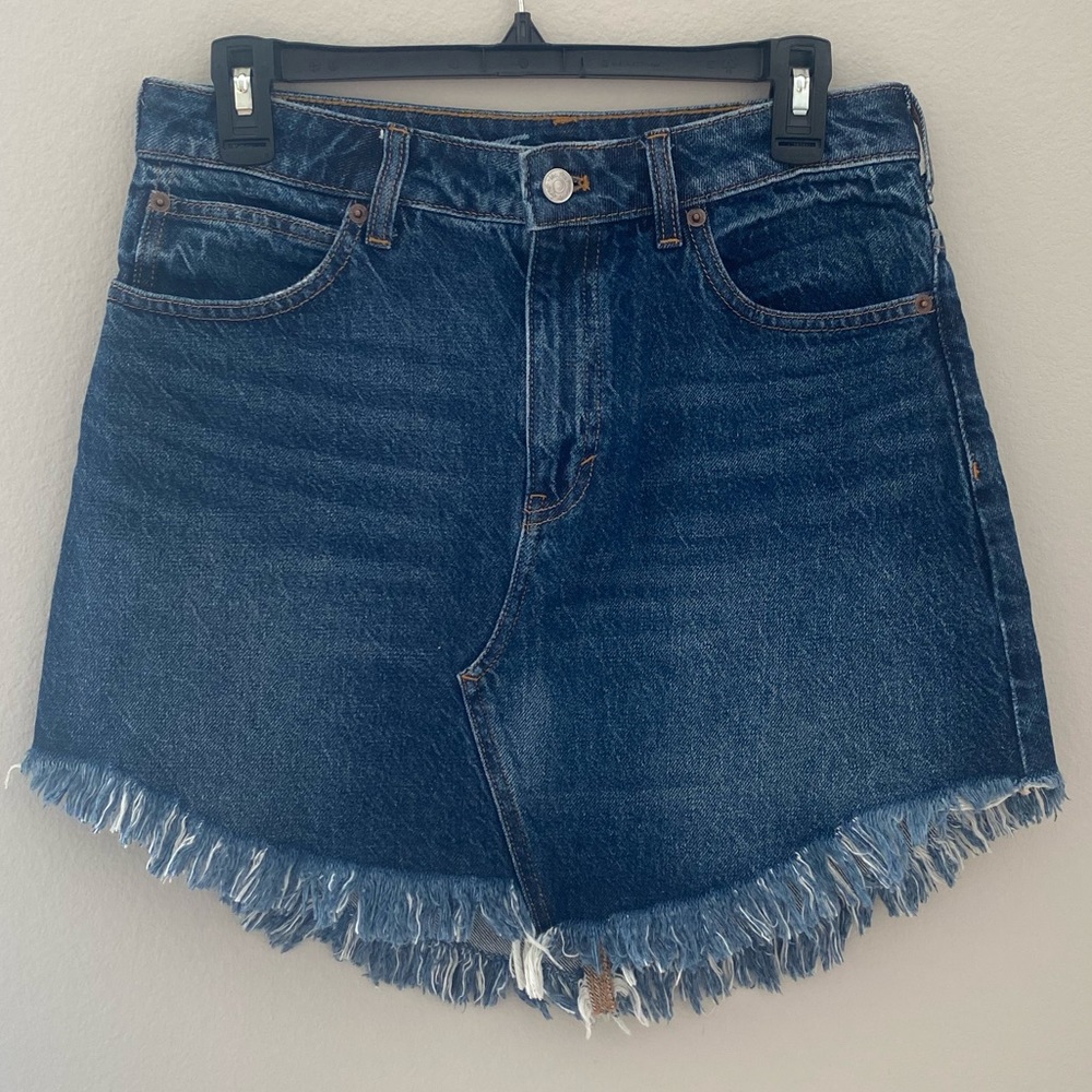 Free People Jean Skirt Size 28 Blue Mini Lightly Distressed